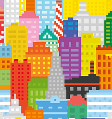 Рулонные шторы с рисунком города Divino DelDecor Термо-Блэкаут Макси LRB-0035